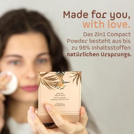 Pure 2in1 Compact Powder Feather Light 02 Sand by Jean&Len - 24 Hour Lasting Natural Look - Vegan - Maison des fragrances