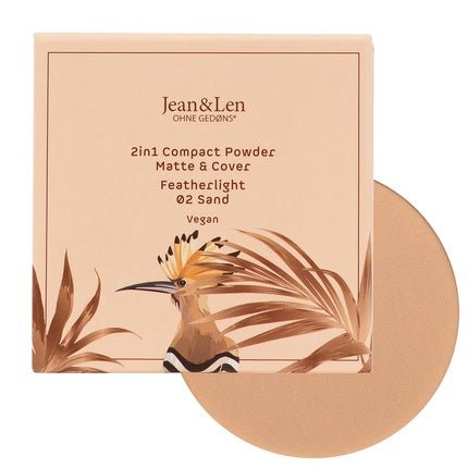 Pure 2in1 Compact Powder Feather Light 02 Sand by Jean&Len - 24 Hour Lasting Natural Look - Vegan - Maison des fragrances