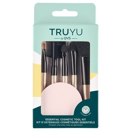 QVS Cosmetic Brush Set Makeup Brushes 6 Pieces - Rouge Brush, Eyeshadow Applicator, Eyeshadow Brush, Lip Brush, Makeup Sponge, Eyebrow Comb, and Mascara Brush - Maison des fragrances