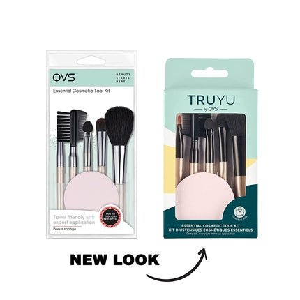 QVS Cosmetic Brush Set Makeup Brushes 6 Pieces - Rouge Brush, Eyeshadow Applicator, Eyeshadow Brush, Lip Brush, Makeup Sponge, Eyebrow Comb, and Mascara Brush - Maison des fragrances