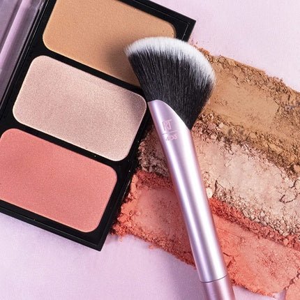 Real Techniques Cheek Rebel Edge Medium Blush & Highlighter Brush Aluminium Pink - Maison des fragrances