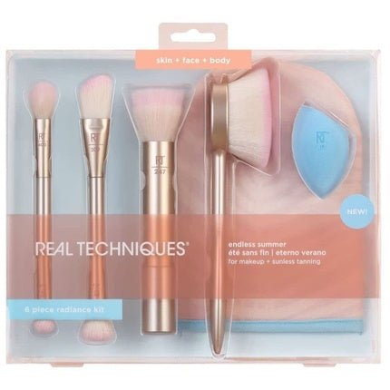 Real Techniques Endless Summer Makeup Brush Kit Premium Quality 6 - Piece Set for Face Foundation and Powder - Maison des fragrances