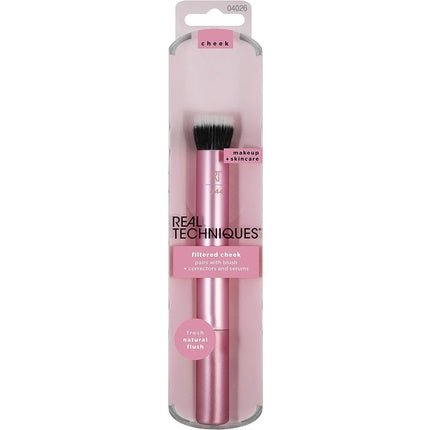 Real Techniques Filtered Cheek Makeup Brush for Blush, Serum, and Color Correctors Pink 1 Count - Maison des fragrances