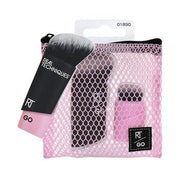 Real Techniques Go! Mini Travel Makeup Brushes for Foundation and Highlighter Synthetic Bristles - Set of 2 - Maison des fragrances