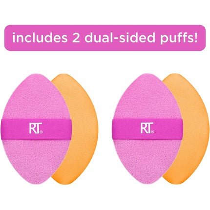 Real Techniques Miracle 2 - In - 1 Powder Puff Dual - Sided Full - Size Makeup Blending Puff Reversible Elastic Band Precision Tip Makeup Sponge & Powder Puff For Liquid Cream & Powder - Maison des fragrances