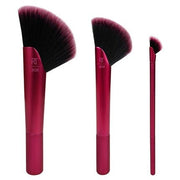 REAL TECHNIQUES Rebel Edge Trio Makeup Brush Set for Face, Cheeks, and Eyes - Pack of 3 - Chestnut Brown - Maison des fragrances
