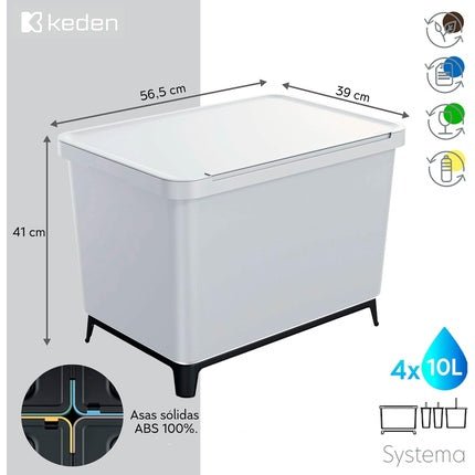 Recycling Sorting System 4x10L Gray - Maison des fragrances