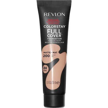 Revlon ColorStay Full Cover Longwear Matte Foundation Heat & Sweat Resistant Lightweight Face Makeup 30ml 200 Nude - Maison des fragrances