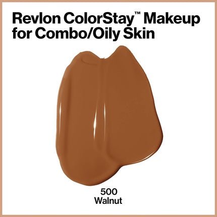 Revlon Colorstay Liquid Foundation Makeup for Combination/Oily Skin SPF 15 Longwear Medium - Full Coverage with Matte Finish 30ml 500 Walnut - Maison des fragrances