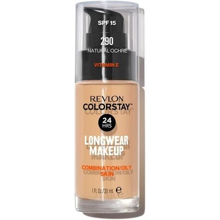 Revlon Colorstay Liquid Foundation Makeup for Combination/Oily Skin SPF 15 Medium - Full Coverage with Matte Finish 30ml 175 Natural Ochre - Maison des fragrances