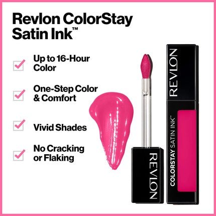 Revlon ColorStay Satin Ink Liquid Lipstick Longwear Rich Lip Colors with Black Currant Seed Oil 012 Seal the Deal - Maison des fragrances