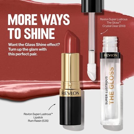 Revlon Super Lustrous Glass Shine Lipstick with Aloe, Hyaluronic Acid and Rose Quartz Glossed Up Rose 1 Count - Maison des fragrances