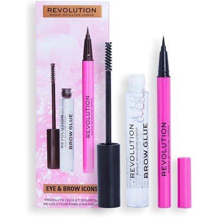Revolution Eye and Brow Icons Gift Set with Brow Glue and Liquid Liner - Maison des fragrances