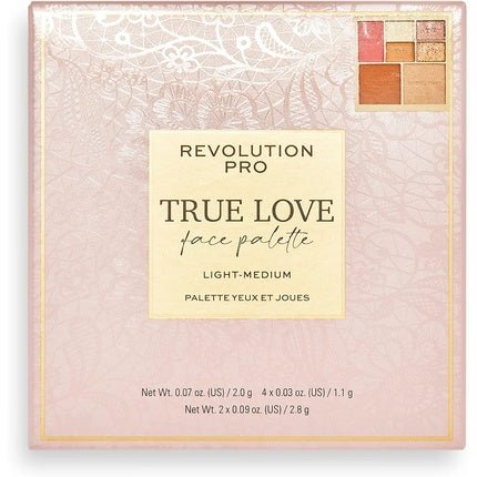 Revolution Pro True Love Eye & Face Palette with Blusher, Bronzer, Highlighter, and 4 Eyeshadow Pans Matte & Shimmer Finish Light to Medium Skin Tones - Maison des fragrances