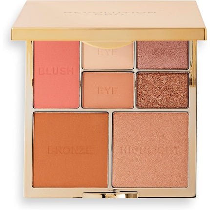 Revolution Pro True Love Eye & Face Palette with Blusher, Bronzer, Highlighter, and 4 Eyeshadow Pans Matte & Shimmer Finish Light to Medium Skin Tones - Maison des fragrances