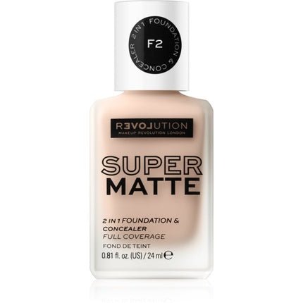 Revolution Relove Super Matte 2 in 1 Foundation Concealer F2 24ml - Maison des fragrances