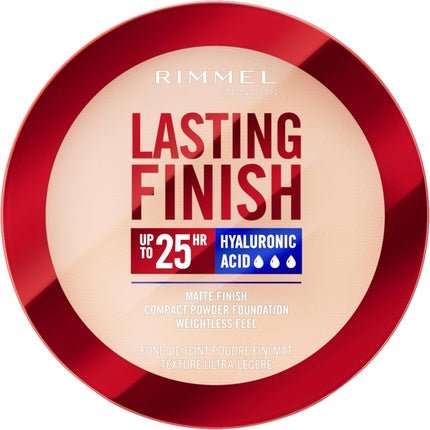 Rimmel Lasting Finish 25 HR Compact Foundation 001 Fair Porcelain Matte Buildable Coverage Powder - to - Cream Anti - Pollution Shields SPF 20 Hyaluronic Acid Waterproof Hides Imperfections - Maison des fragrances