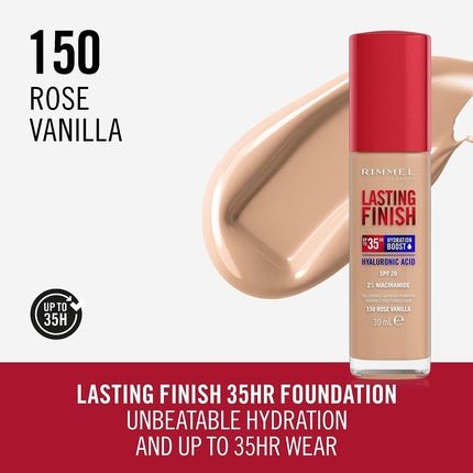 Rimmel Lasting Finish 35hr Foundation 150 Rose Vanilla Full Coverage - Maison des fragrances