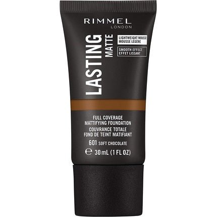 Rimmel Lasting Matte Full Coverage Lightweight Foundation 30ml 601 Soft Chocolate - Maison des fragrances
