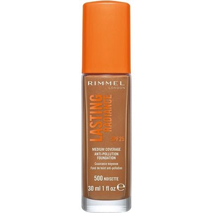 Rimmel Lasting Radiance Medium Coverage Anti Pollution Foundation with SPF 25 30ml 500 Hazelnut - Maison des fragrances