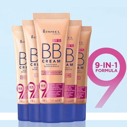 Rimmel London BB Cream 9 - in - 1 Lightweight Formula with Brightening Effect and SPF 15 30ml - Maison des fragrances