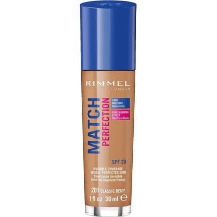 Rimmel Match Perfection Spf20 Foundation Adapted To Skin 201 Classic Beige 30ml - Maison des fragrances