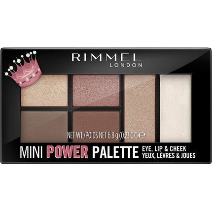 Rimmel Mini Power Palette Eyeshadow Lip Gloss Cheeks Highlighter 003 Queen 6.8g - Maison des fragrances