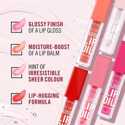 Rimmel Oh My Gloss! Lip Oil 003 Berry Pink Juicy Shine Hydrates Naturally - Maison des fragrances