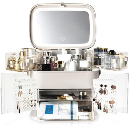 Rio Ultimate Beauty Storage Vanity Case with Touch Dimmable Mirror - Maison des fragrances