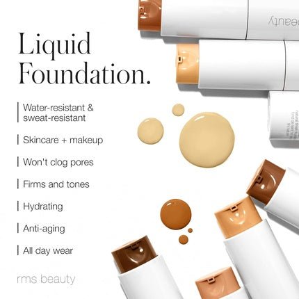 RMS Beauty ReEvolve Natural Finish Foundation Liquid Face Makeup Skin Tint Refillable Pump 44 Full Size - Maison des fragrances