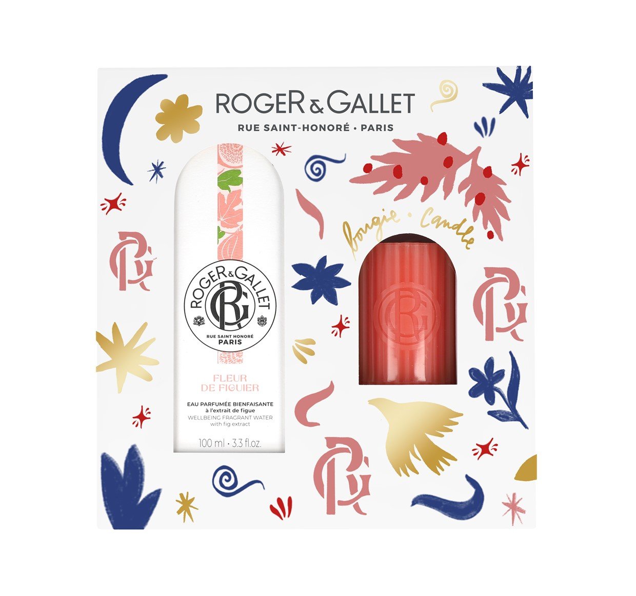 Roger & Gallet Fleur De Figuier Gift Set - Beneficial Perfumed Water + Free Perfumed Candle Coffret (Coffret) Mixte 100ml - Maison des fragrances