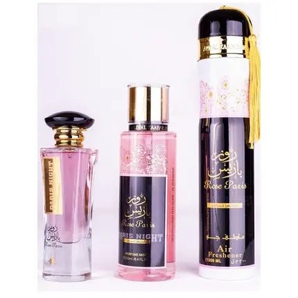 Rose Paris Night Gift Set par Ard Al Zaafaran 100ml - Eau de Parfum 300ml Room Spray 250ml Body Spray - Maison des fragrances
