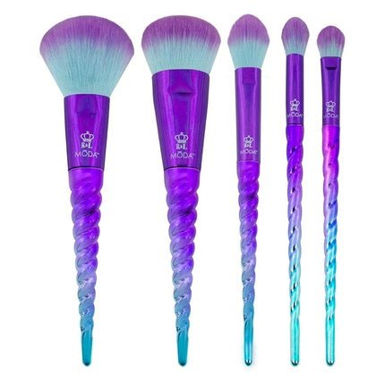 Royal Brush Moda Mythical 6 Piece Cosmetic Makeup Travel Kit Brush Set Celestial Blue - Maison des fragrances
