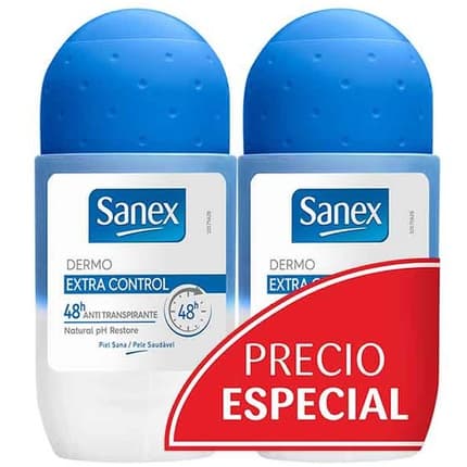 Sanex Dermo Extra Control 48h Deodorant Roll On Duplo 2x by 50ml Unisexe - Maison des fragrances