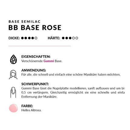 Semilac BB Rose Pink Base Coat for Gel Nail Polish 7ml - Maison des fragrances
