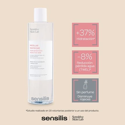 Sensilis Micellar Water Removes Makeup and Soothes Redness Sensitive Skin Hyaluronic Acid Licorice Extract Cleanses Clarifies Hydrates Ocean Respect Double Pack 400ml + 400ml - Maison des fragrances
