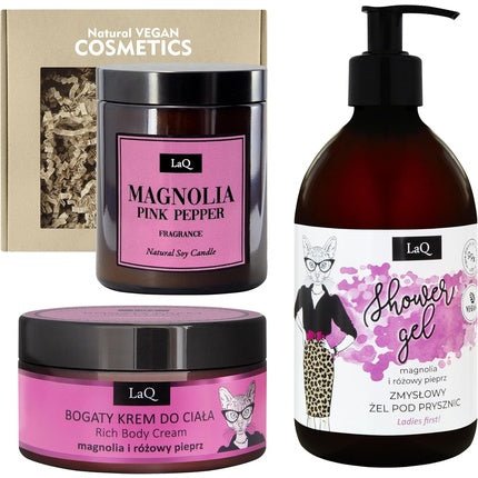 Set of Natural Cosmetics Gel Cream Candle Magnolia LaQ - Maison des fragrances