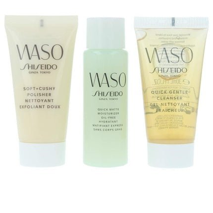 Shiseido Waso Quick Gentle Cleanser 30ml + Soft Cushy Polisher 30ml + Quick Matte Moisturizer 30ml Set - Maison des fragrances