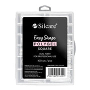 Silcare Dual Forms For Acrylic Gel Clear Square - 100 Pieces - Maison des fragrances
