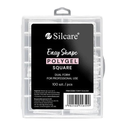 Silcare Dual Forms For Acrylic Gel Clear Square - 100 Pieces - Maison des fragrances