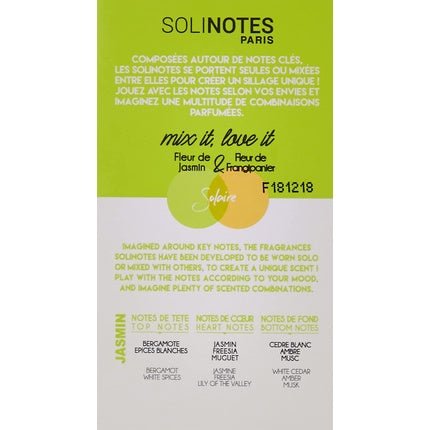 Solinotes Paris Fleur De Jasmin Unisex Eau de Parfum (EDP) Mixte 50ml - Maison des fragrances