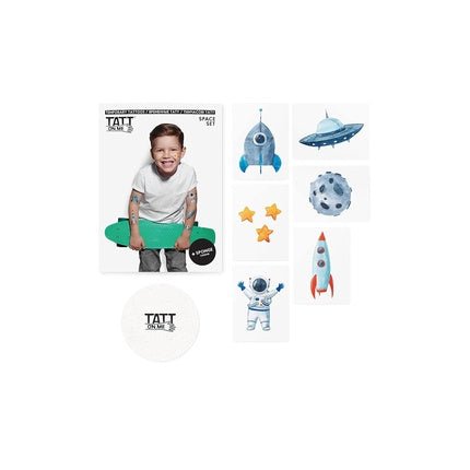 Space Temporary Tattoos Set of 6 Medium - Sized Colorful Designs for Kids by tatton.me - Maison des fragrances