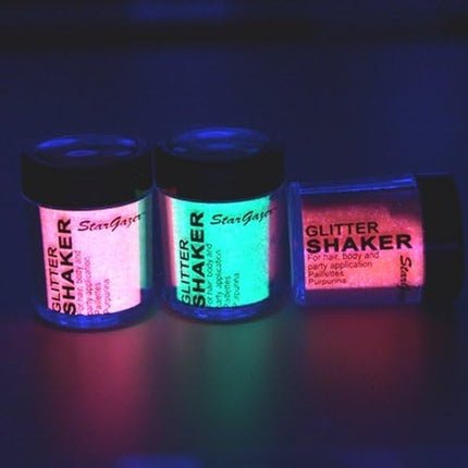 Stargazer UV Glitter Shaker Orange Cosmetic Glitter Powder for Eyes Lips Face Body Hair and Nails - Maison des fragrances