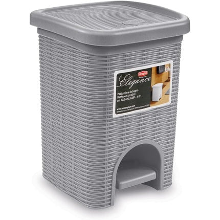 Stefanplast Elegance Rattan Trash Can 6L Gray - Maison des fragrances