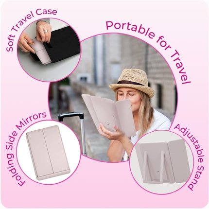 Stylpro Bi - Folding Makeup Vanity Mirror Adjustable Phone Stand Dimmable - Maison des fragrances