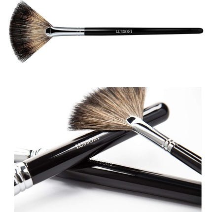 T4B Lussoni Pro 600 Professional Makeup Brush Natural Bristle Fan Brush for Blush and Highlighter - Black - Maison des fragrances