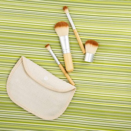 T4B MIMO Bamboo Makeup Brush Set with Travel Size and Travel Bag - Pack of 4 - Maison des fragrances
