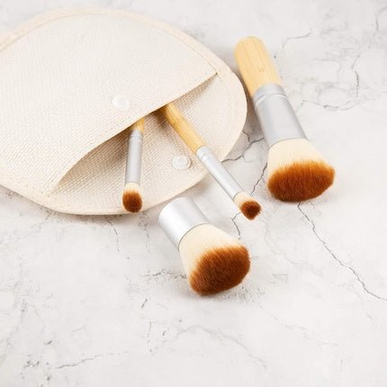 T4B MIMO Bamboo Makeup Brush Set with Travel Size and Travel Bag - Pack of 4 - Maison des fragrances