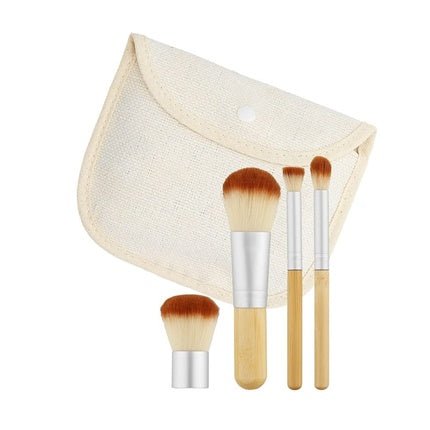 T4B MIMO Bamboo Makeup Brush Set with Travel Size and Travel Bag - Pack of 4 - Maison des fragrances