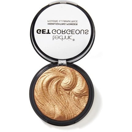 Technic Get Gorgeous Highlighting Powder Pressed Shimmer Face Makeup Compact for a Golden Glow Shade 24CT Gold 1 count - Maison des fragrances